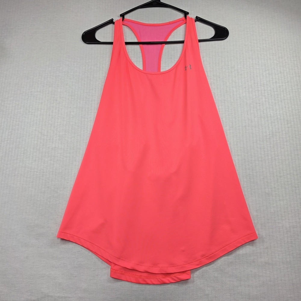 Under Armour Coral Pink‎ Racerback Heat Gear Mesh Back Tank Top Sporty Athletic